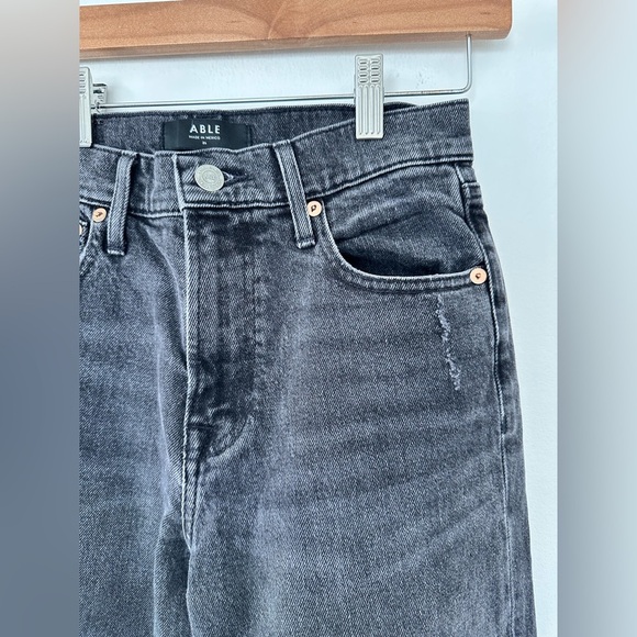 ABLE High Waist Straight Jean. Washed Black Denim. Size 26. - Picture 6 of 13